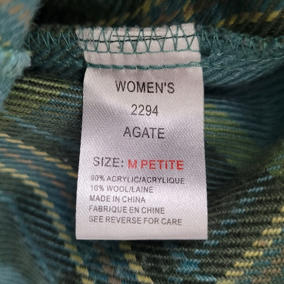 Woolrich Women's Plaid Shirt Petite Medium Agate Green - Picture 4 of 5